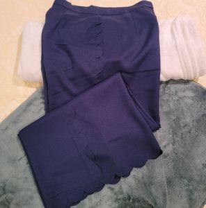 Scallop Trim Wide Leg Pants